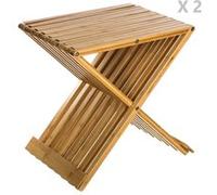 Atmosphera - 2 Tabourets pliants en bambou Delca - H. 45 cm - Beige - Delca Beige G
