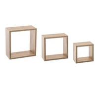 Atmosphera (5five) – Lot de 3 étagères murales Fixy Cube MDF chêne L15xP9xH15/20/25 cm
