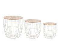 Atmosphera - 3 Tables à café filaires Atomic - Diam. 40 cm - Blanc Blanc G