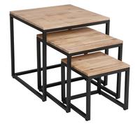 - 3 Tables basses gigognes Edena - 50 / 40 / 30 cm - Noir et beige