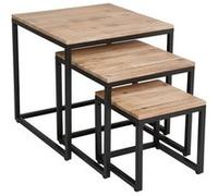Atmosphera - 3 Tables basses gigognes Edena - 50 / 40 / 30 cm - Noir et beige Beige G