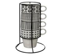 Secret de Gourmet - Lot de 4 Mugs sur Rack "Bohemia" 26cl Blanc Blanc G