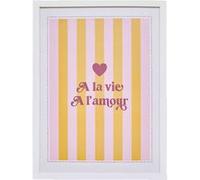 Atmosphera - Affiche encadrée A la vie à l'amour - 30 x 40 cm - Rose Rose