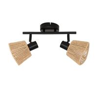 Atmosphera - Applique Murale Myha - Plaffonier 2 Spots Orientables en Papier Tressé - Ampoules Non Incluses E14 25W - Luminaire pour Entrée, Couloir, Salon