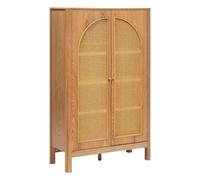 Atmosphera - Armoire Tiria Placage Frêne, 2 Portes en Cannage Rotin, 92,5 x 40 x 150,5 cm, Style Bohème - pour Chambre, Salon, Entrée