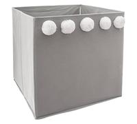 Atmosphera for Kids - Boîte de Rangement Pliable "5 Pompons" 29x29cm Gris Gris G