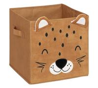 Atmosphera For Kids – Boîte de rangement Léopard pliable en velours 29x29 cm Jaune