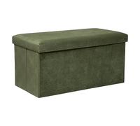 Atmosphera - Banc Coffre de Rangement Lilou Vert Kaki - Pliable, Tissu Velours, 76x38x38 cm - pour Salon, Chambre
