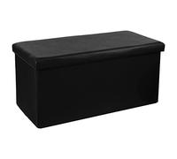 Atmosphera - Banc Coffre de Rangement Pliant Noir - 76 x 38 cm, Effet Cuir - Assise d'Appoint pour Salon, Chambre