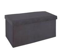 Atmosphera - Banc Coffre de Rangement Pliant Tess - Velours Gris Foncé, 76 x 38 x 38 cm - Siège d'Appoint - pour Salon, Chambre