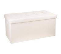 Atmosphera - Banc Coffre Pliant 2 Places Lysandre Beige - 76 x 38 x 38 cm, Assise Capitonné - pour Salon, Chambre, Entrée