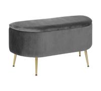 Banc coffre velours Solaro gris 100x40cm - Atmosphera createur d'interieur