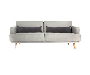 Atmosphera - Banquette Canapé Convertible Jack 3 Places, Gris, L 214 cm, Pieds Hêtre - Lit d'Appoint pour Salon, Studio, Style Scandinave