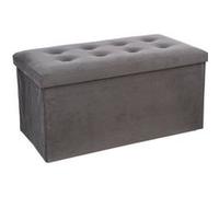 Atmosphera - Banquette coffre pliable Lysandre - L. 76 x H. 38 cm - Gris velours Gris G