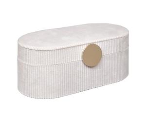 Atmosphera - Boîte à Bijoux Enya Ovale en Velours L 25,5 cm, 4 Compartiments, Miroir Intégré - Coffret de Rangement pour Bagues, Colliers
