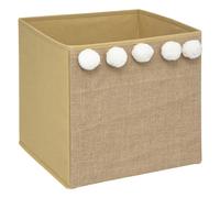 Atmosphera Boîte de rangement Pompons en jute pliable Marron