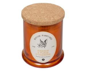 Atmosphera - Bougie Parfumée Hapo Amande et Fleur d'Oranger 150g, H 10.2 cm, Verre Ambré avec Couvercle - Pour Salon, Chambre, Ambiance Intérieure