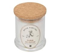 Atmosphera - Bougie Parfumée Hapo Fleur De Coton 150g - H 10,2 cm, Pot Verre, Couvercle Liège, Parfum De France - Pour Maison, Salon, Chambre