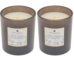 Atmosphera - Bougie parfumée Mael - tonka et lavande 190g (Lot de 2)