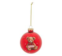 Atmosphera - Boule Verre Ourson Mon Premier noël d.8cm Rouge