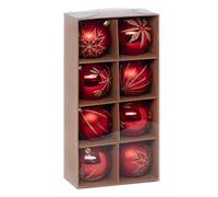 Atmosphera - Boules de noël colorama de noël Lot de 8 en Plastique recyclé d8cm Rouge Or