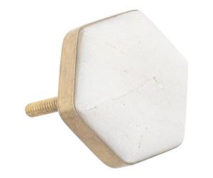 Atmosphera - Boutons de Meuble x2 en marbre et Laiton D4,2cm Blanc