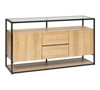 Atmosphera - Buffet 2 portes et 2 tiroirs effet bois et verre ALDEA - Beige - Aldea G