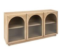 Atmosphera - Buffet 3 portes en verre et bois LOUSADA - Beige - LOUSADA G
