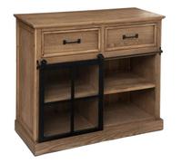 Atmosphera - Buffet avec porte coulissante en verre DANIK - Marron et noir