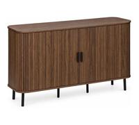 Atmosphera Créateur d'Intérieur - Buffet Colva 2 Portes Effet Bois - Meuble de Rangement 6 Cases pour Chambre, Salon, Bureau - L140 x H80,5cm (Bois foncé)