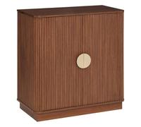 Atmosphera - Buffet Wany - Meuble de Rangement 2 Portes avec 1 Etagère - Bois Effet Noyer et Poignées Acier Doré - Design Moderne et Elégant - 80x40cm