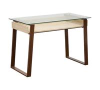 Atmosphera - Bureau rectangulaire avec Plateau en Verre ariro 55x110cm Beige et Marron