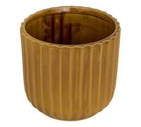 Atmosphera - Cache-pot Iko en Grès 16x16x15cm - Jaune