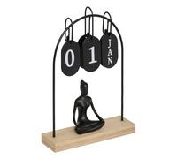 Atmosphera - Calendrier métal Yogi H.28,5cm assorti - Noir