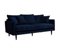 Canapé velours ""Candice"" 3 places bleu encre - Atmosphera Créateur d'intérieur