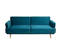 Atmosphera - Canapé Convertible Jack Bleu en Velours 3 Places