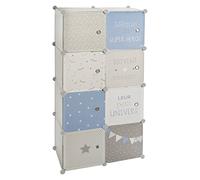 Atmosphera - Casiers de Rangement Enfant Penderie - Gris & Bleu 65x125 cm