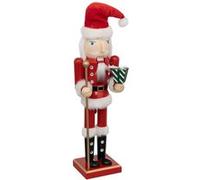 Atmosphera - Casse noisette de Noël en bois - H. 38 cm - Rouge et blanc Rouge G