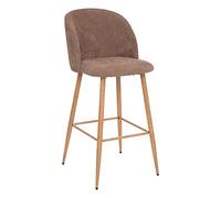 Atmosphera - Chaise de Bar Celeste Gris Taupe - H 106 cm, Velours Côtelé, Pieds Métal Effet Chêne - Tabouret Haut pour Cuisine, Îlot Central