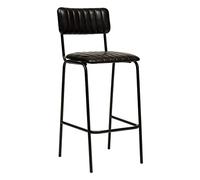 Atmosphera - Chaise de Bar Dario Noire - métal et Cuir