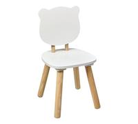 Atmosphera Chaise Enfant Douceur, Blanc et Bois Naturel, Design Ours, 26x26x49 cm
