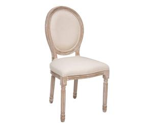 Atmosphera - Chaise Médaillon Cléon Beige Lin et Bois Patiné, L 49 x P 56 x H 96 cm, Assise Rembourrée - pour Salle à Manger, Salon, Bureau