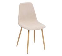 Atmosphera - Chaise Scandinave en Velours Côtelé Beige - L 45 x P 51 x H 87 cm, Pieds Effet Bois - pour Salle à Manger, Bureau, Salon