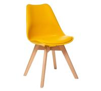 Atmosphera – Chaise Baya Jaune – Plastique et hêtre – Coussin intégré