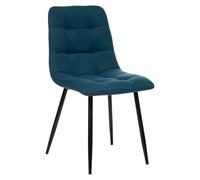Atmosphera Chaise Sirac en tissu – Bleu canard – Pieds métal noir