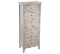 Atmosphera - Chiffonnier Charme - Bois Blanchi - L 45 x H 113 cm - 6 Tiroirs, Style Romantique - Meuble de Rangement pour Chambre, Entrée