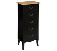 Atmosphera - Chiffonnier Chrysa Noir et Bois - 45 x 30 x 113 cm - 5 Tiroirs, Meuble de Rangement, Style Romantique - pour Chambre, Salon, Entrée