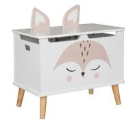 Atmosphera - Coffre Enfant Renard - Bois et pin - Blanc - 53x54-5 cm