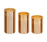 Atmosphera Créateur d'intérieur - Lot de 3 Bougies LED en Verre "Sena" 15cm Ambre G