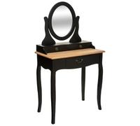 Atmosphera – Coiffeuse Chrysa noir et bois, L 74 x H 135 cm, miroir ovale, 3 tiroirs